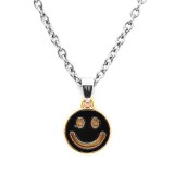 Maria King Fekete smiley gyerek nyaklánc medállal, ezüst színű