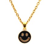 Maria King Fekete smiley medál lánccal