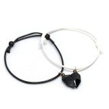 Maria King Fekete színű Mágneses Szív charmos páros zsinórszövet karkötő (fekete és fehér)