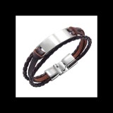 Maria King Fémdíszes fonott többrétegű műbőr férfi karkötő, barna