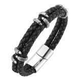 Maria King Fonott műbőr karkötő karom motívummal, fekete-ezüst színű