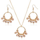 Maria King Geometrikus medál nyaklánccal, fülbevalóval, arany-pezsgő