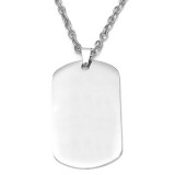 Maria King Gravírozható alumínium dögcédula lánccal, 50x30 mm, ezüst színben