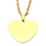 Maria King Gravírozható nagy tüköracél szív medál lánccal, 27x30 mm, arany színben