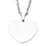 Maria King Gravírozható nagy tüköracél szív medál lánccal, 27x30 mm, ezüst színben