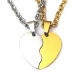 Maria King Gravírozható páros tüköracél félszíves medál lánccal, arany-ezüst színben