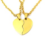 Maria King Gravírozható páros tüköracél félszíves medál lánccal, arany színben