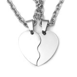 Maria King Gravírozható páros tüköracél félszíves medál lánccal, ezüst színben