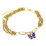 Maria King Háromsoros divat karkötő kék pillangós charmmal, arany színű