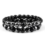 Maria King Hematit dupla karkötő fekete-fekete, 19 cm, rugalmas