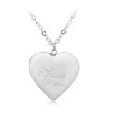 Maria King 'I love you' feliratú képtartó függő szív medál nyaklánccal, ezüst színű