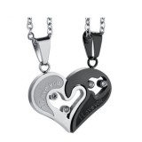 Maria King 'I love you' páros nyaklánc, ezüst-fekete