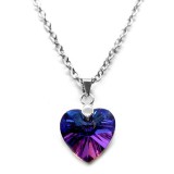 Maria King Kék kristály szív medál ezüst színű lánccal