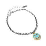 Maria King Kék smiley charmos ezüst színű karkötő