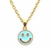 Maria King Kék smiley gyerek nyaklánc medállal, arany színű