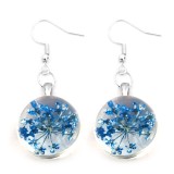 Maria King Kék virág fülbevaló, választható arany vagy ezüst színű akasztóval