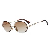 Maria King Keret nélküli ovális lencsés retro női napszemüveg, barna