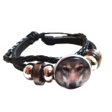 Maria King Kézzel font valódi bőr uniszex karkötő, farkasos motívummal 4.