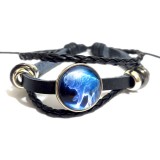 Maria King Kézzel font valódi bőr uniszex karkötő, farkasos motívummal 8.