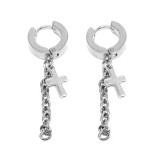 Maria King Kis nemesacél Kereszt fülbevaló lánccal, ezüst színű