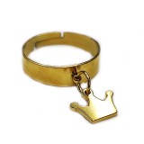 Maria King Korona charmos állítható méretű gyűrű, arany színű, választható szélességben