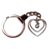 Maria King Kristály köves dupla szív kulcstartó, ezüst színben