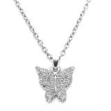 Maria King Kristály pillangós gyerek nyaklánc medállal, ezüst színű