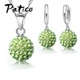 Maria King Kristálygömb nyaklánc és fülbevaló szett, zöld