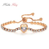 Maria King Kristályokkal kirakott karkötő szív dísszel, rose gold színű - állítható méret