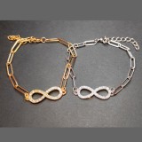 Maria King Kristályos Végtelen charmos arany és ezüst színű páros karkötő, hosszú szemes lánccal