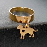 Maria King Kutyás charmos állítható méretű gyűrű, arany színű, választható szélességben