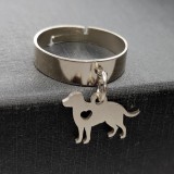 Maria King Kutyás charmos állítható méretű gyűrű, ezüst színű, választható szélességben
