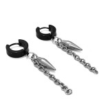 Maria King Láncos Kúp szegecs fülbevaló, ezüst színű - fekete akasztóval