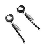 Maria King Láncos Kúp szegecs fülbevaló, ezüst színű - fekete akasztóval és lánccal