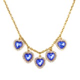 Maria King Látványos Kék kristály szív nyaklánc, arany színű