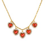 Maria King Látványos Piros kristály szív nyaklánc, arany színű