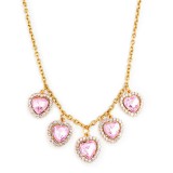 Maria King Látványos Rózsaszín kristály szív nyaklánc, arany színű