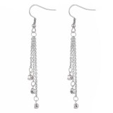 Maria King Látványos rozsdamentes acél és kristály láncos függő fülbevaló, 7,2 cm, ezüst színű