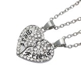 Maria King Legjobb Barátok - Best friends páros nyaklánc, sok kristállyal, ezüst színű