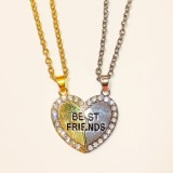 Maria King Legjobb barátok kristályos arany-ezüst színű páros gyerek nyaklánc medállal