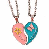 Maria King Legjobb barátok - pink-kék-sárga pillangós-virágos páros gyerek nyaklánc medállal
