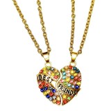 Maria King Legjobb barátok színes kristályos páros nyaklánc, arany színű