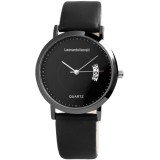 Maria King Leonardo Verrelli férfi karóra fekete műbőr szíjjal