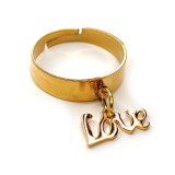 Maria King Love charmos állítható méretű gyűrű, arany színű, választható szélességben