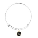 Maria King LOVE fekete charm ezüst színű nemesacél karperecen