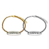 Maria King Love felirat bilétás rozsdamentes acél páros karkötő, ezüst-arany színű