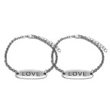 Maria King Love felirat bilétás rozsdamentes acél páros karkötő, ezüst színű