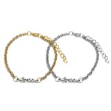 Maria King Love felirat charmos rozsdamentes acél páros karkötő, arany-ezüst színű