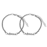 Maria King Love felirat charmos rozsdamentes acél páros karkötő, ezüst színű