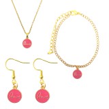 Maria King LOVE pink medál nyaklánc, fülbevaló és karkötő szett